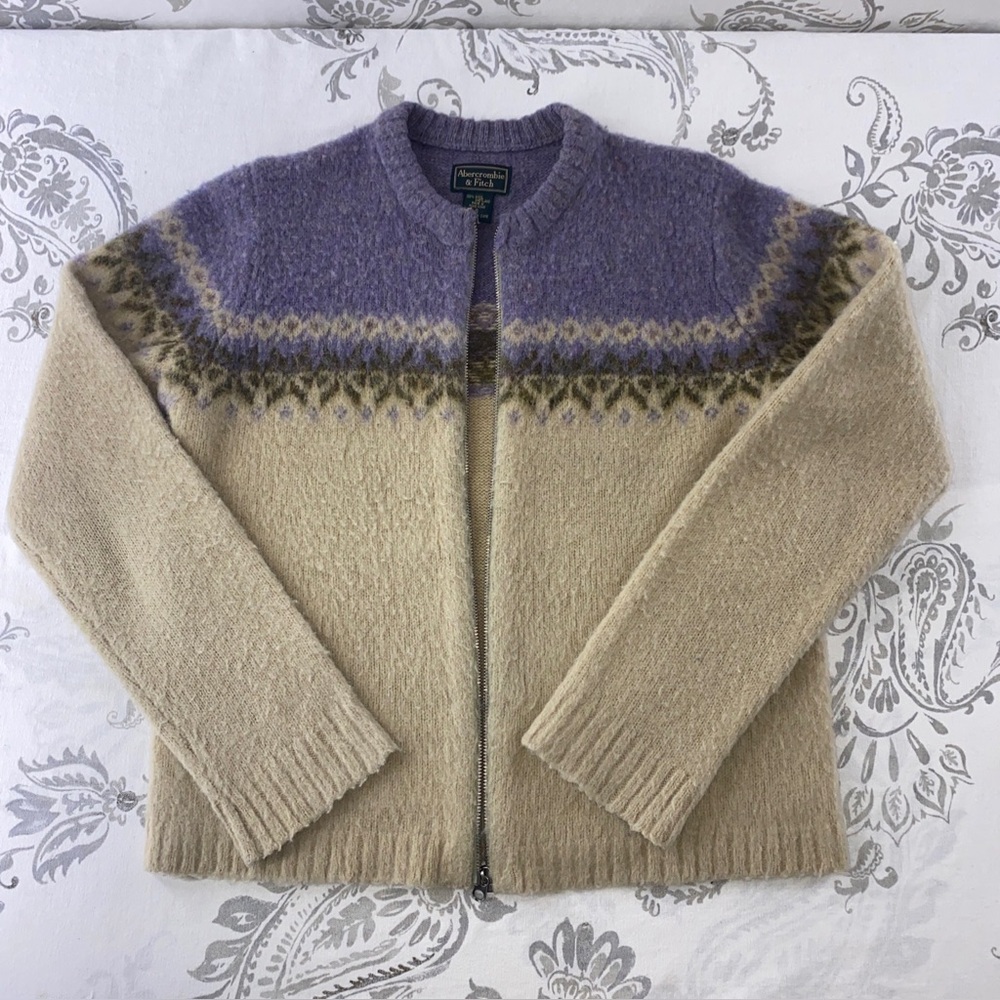 Vintage Abercrombie And Fitch Wool
Shetland Zip Sweater Size Small